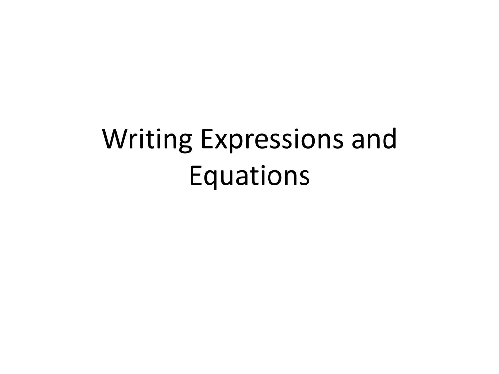 writing expressions and equations