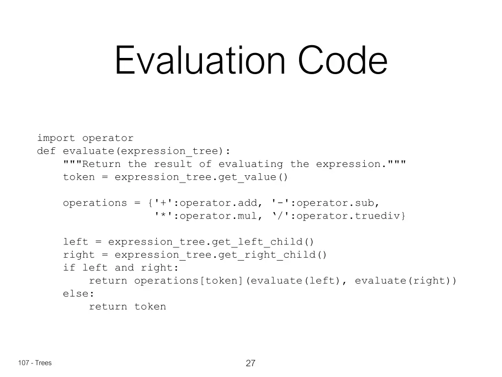 evaluation code