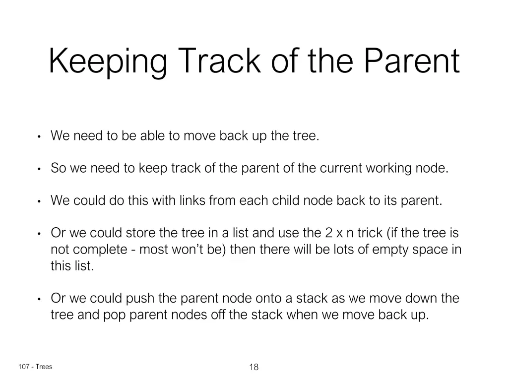 keeping track of the parent