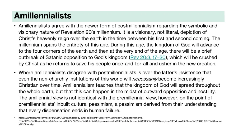 amillennialists amillennialists agree with