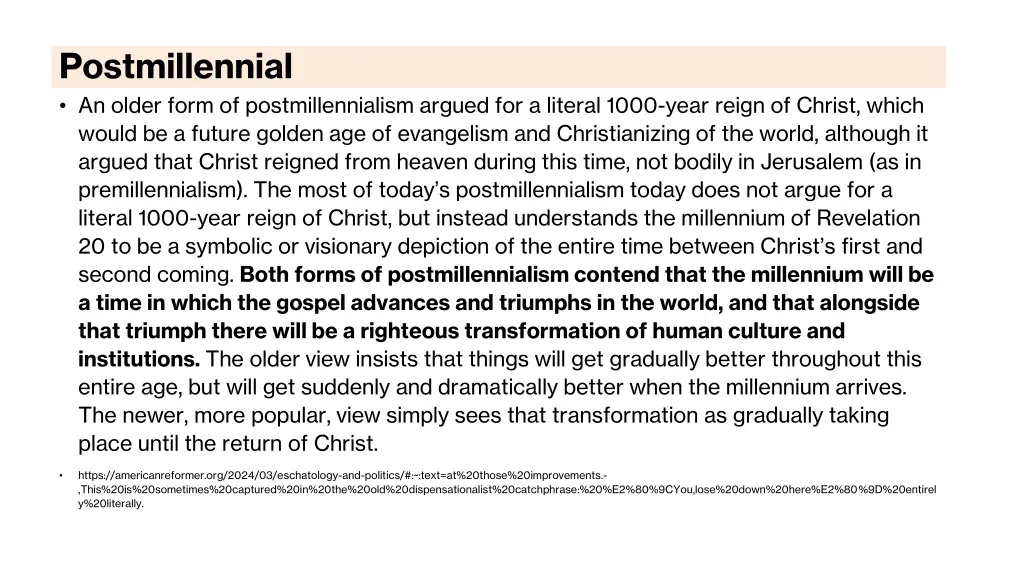 postmillennial an older form of postmillennialism