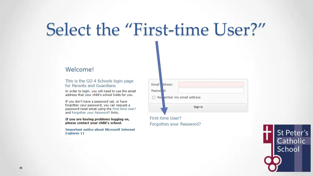 select the first time user