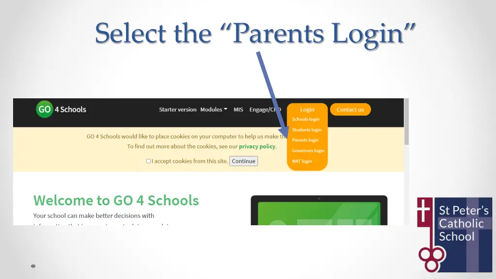 select the parents login