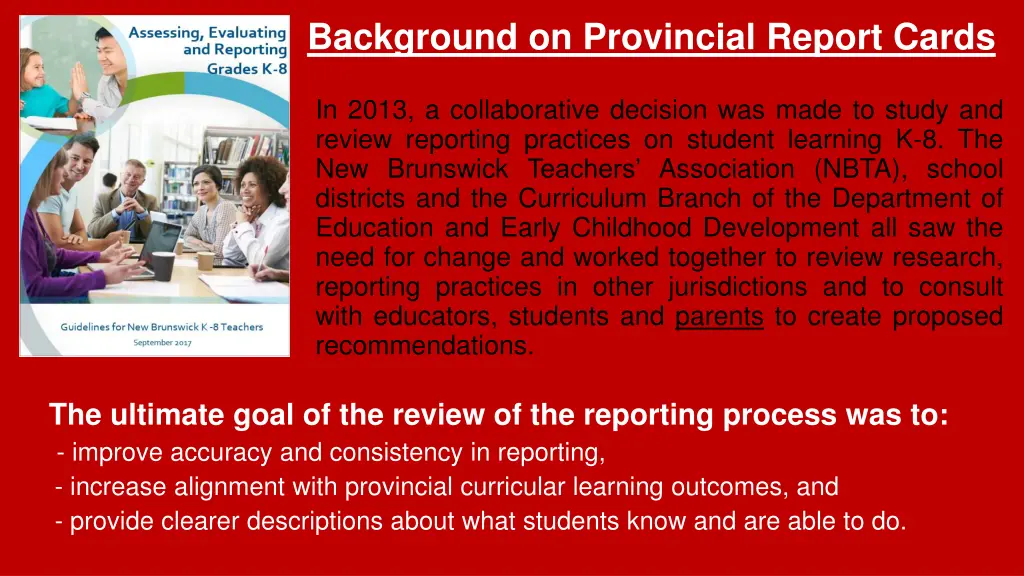 background on provincial report cards