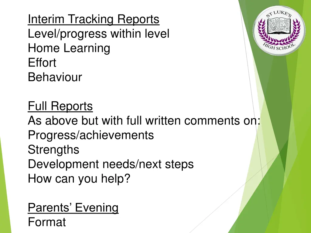 interim tracking reports level progress within