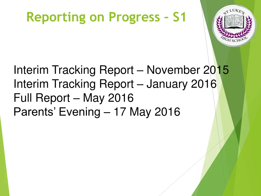 reporting on progress s1