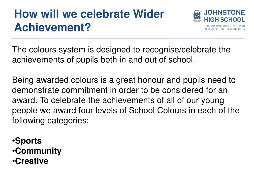 how will we celebrate wider achievement