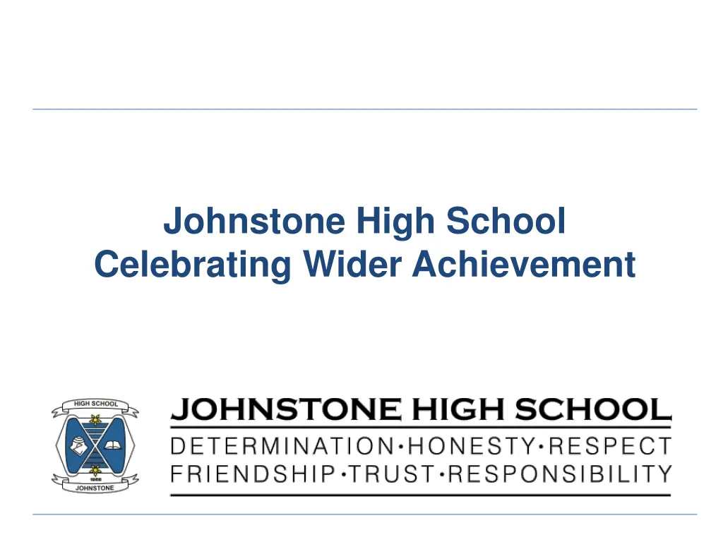 johnstone high school first day induction lesson