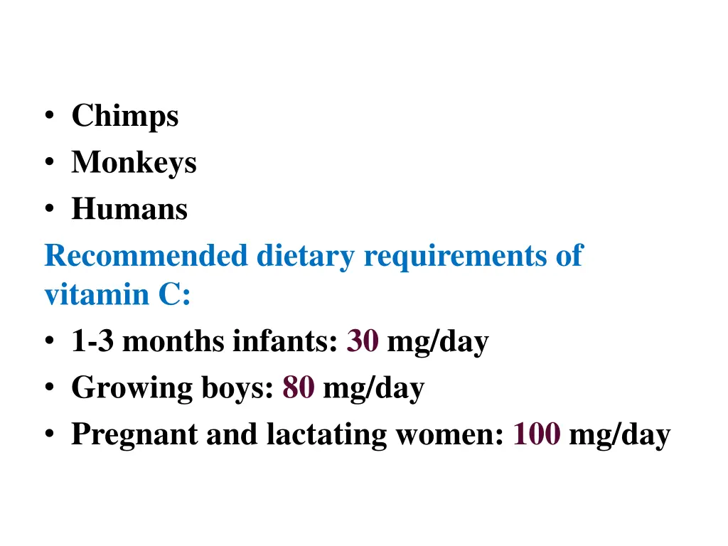 chimps monkeys humans recommended dietary
