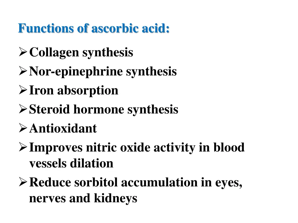 functions of ascorbic acid