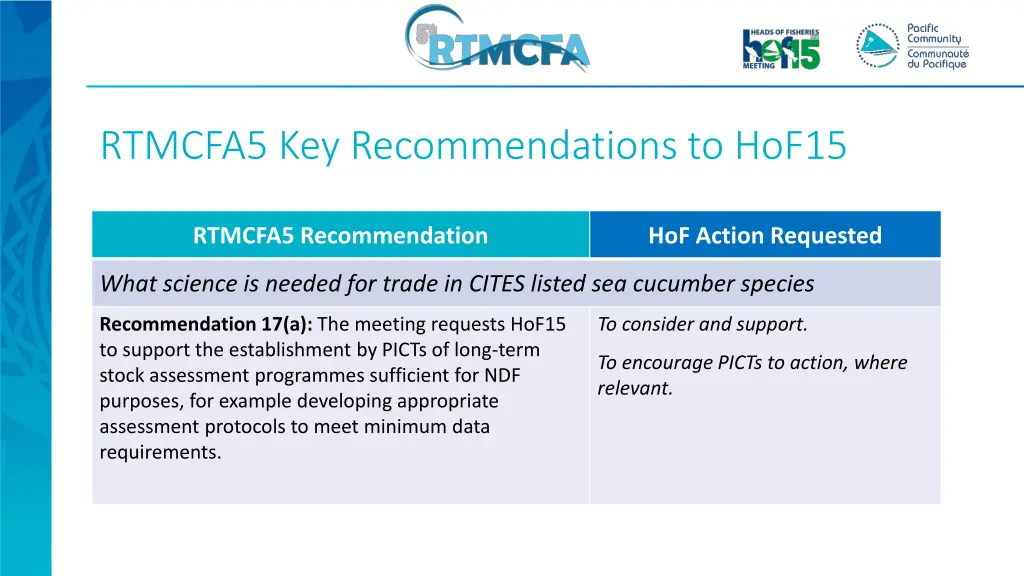 rtmcfa5 key recommendations to hof15 2