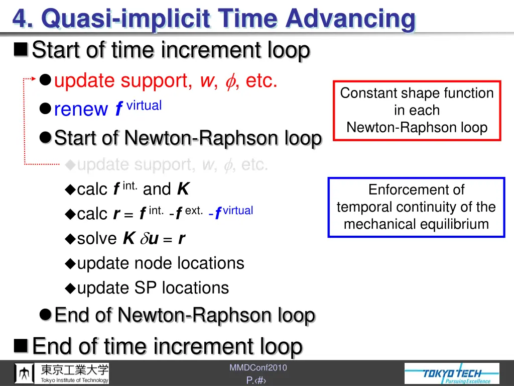 4 quasi implicit time advancing start of time 1