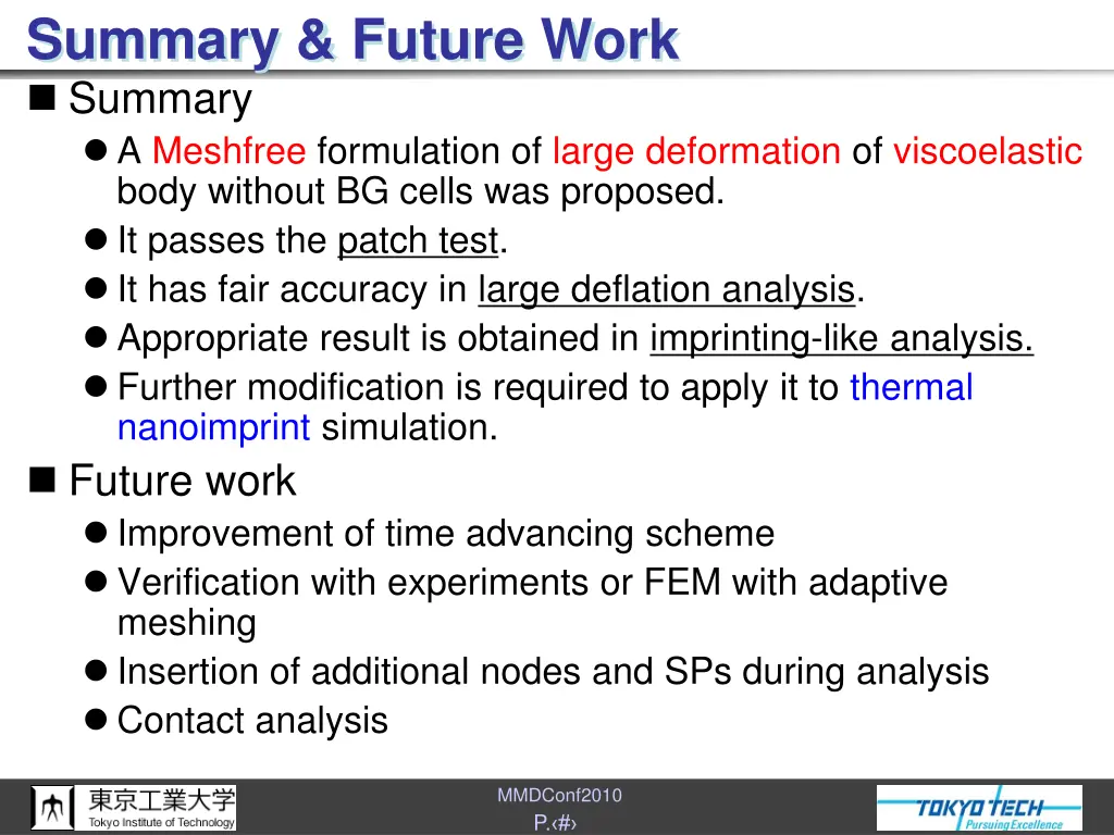 summary future work summary a meshfree