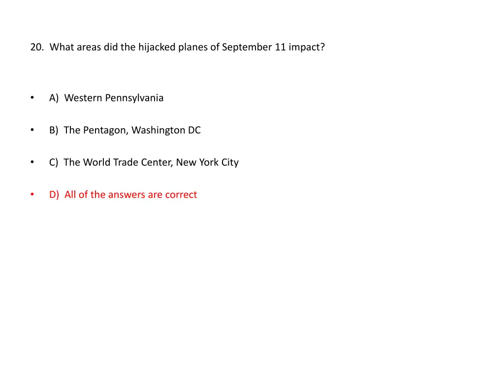 20 what areas did the hijacked planes
