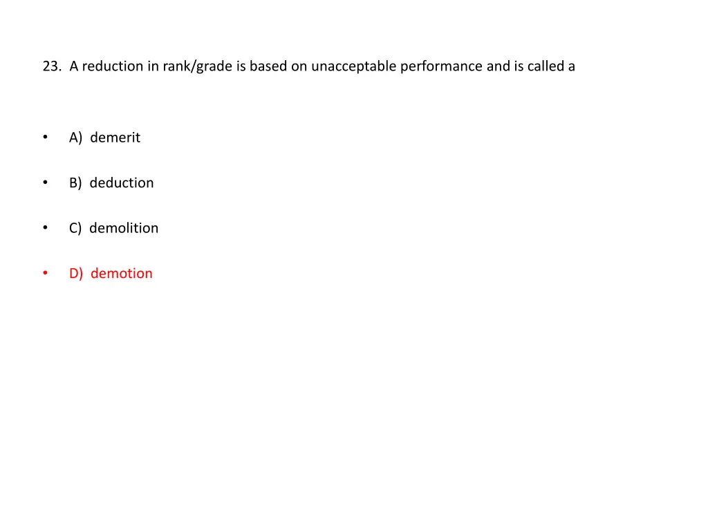 23 a reduction in rank grade is based