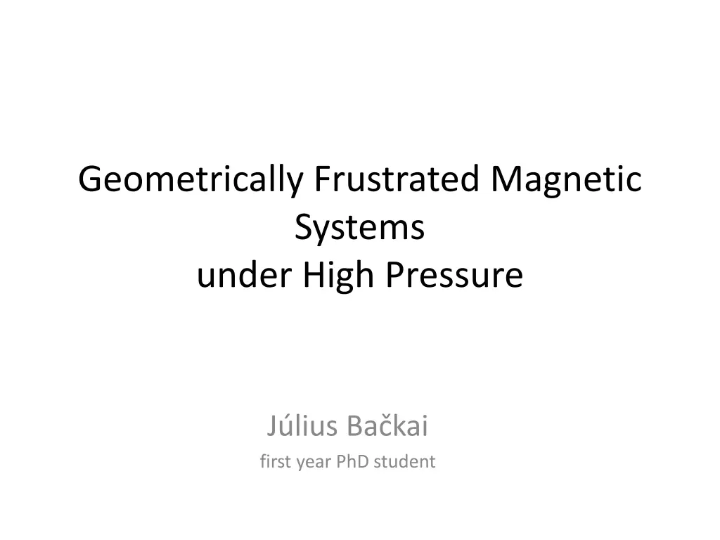 geometrically frustrated magnetic systems under