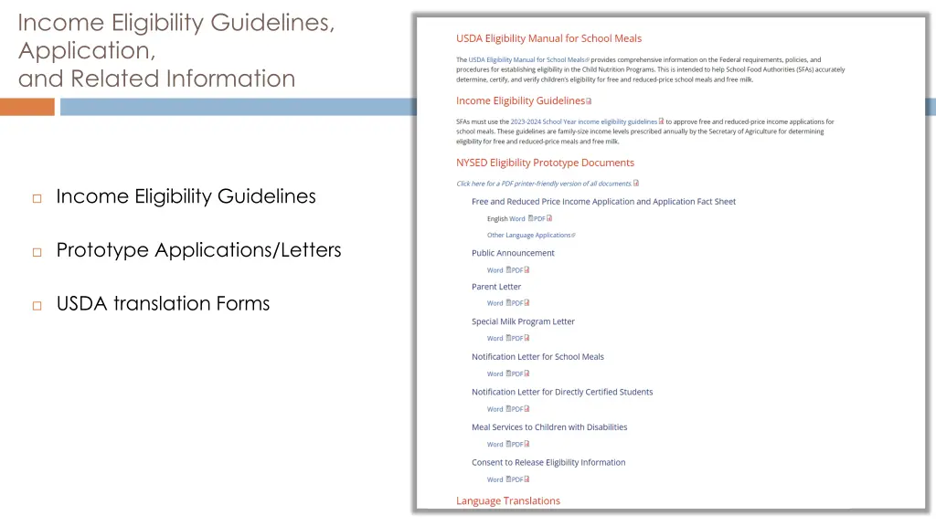 income eligibility guidelines application