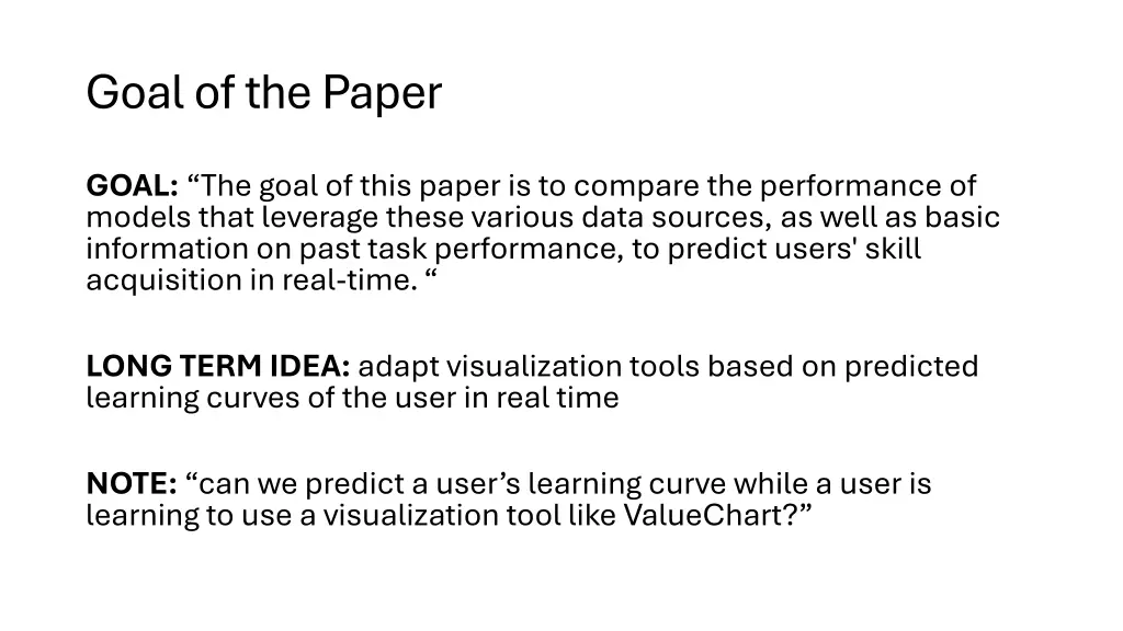 goal of the paper