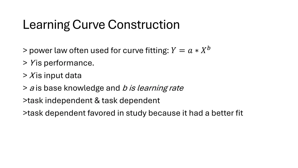 learning curve construction