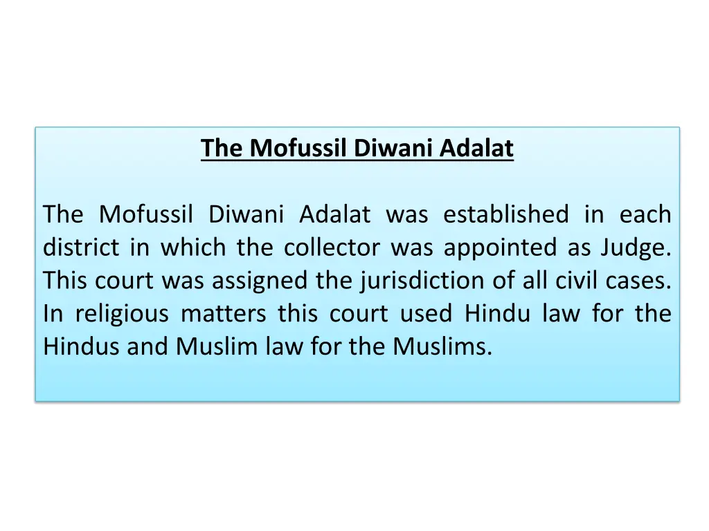 the mofussil diwani adalat