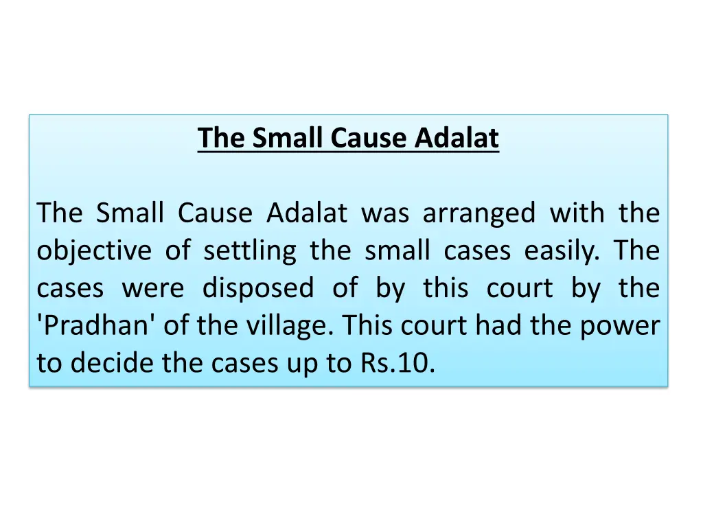 the small cause adalat