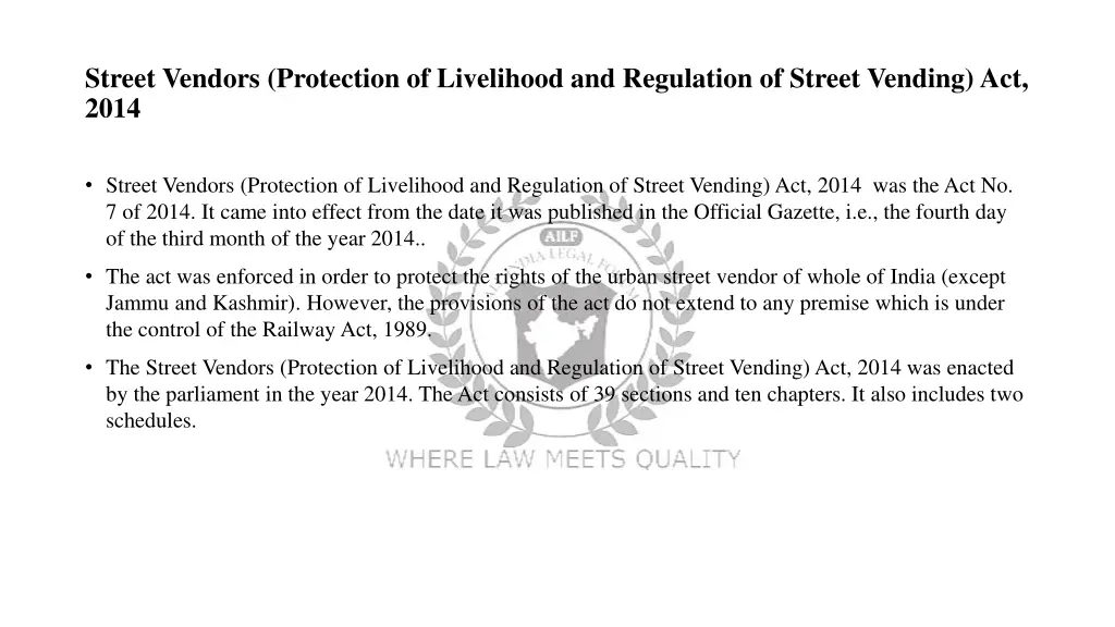 street vendors protection of livelihood