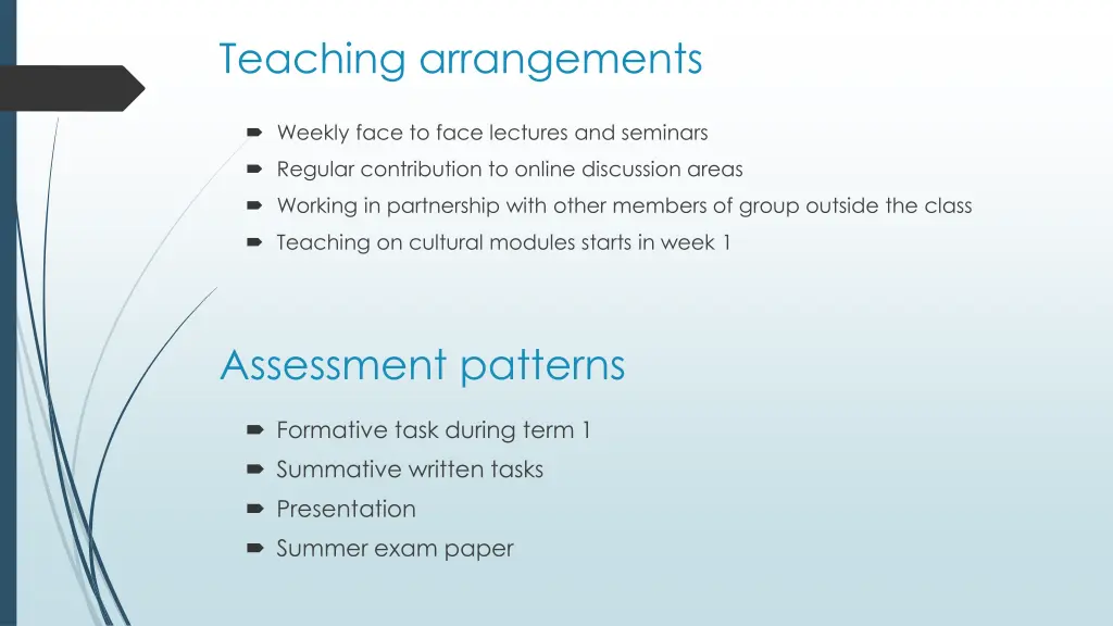 teaching arrangements