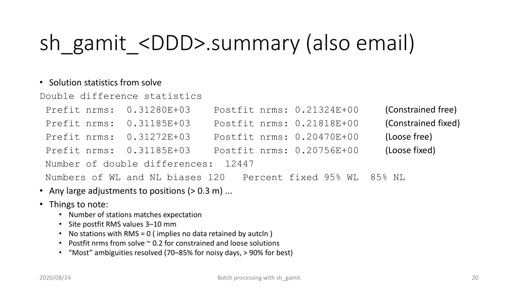 sh gamit ddd summary also email 1