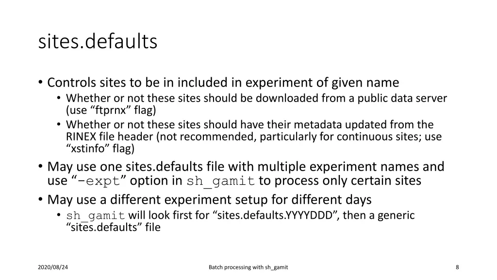 sites defaults