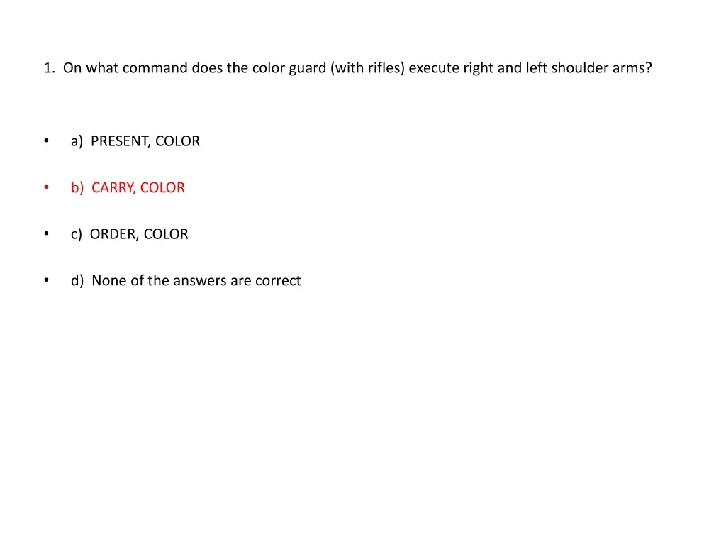1 on what command does the color guard with