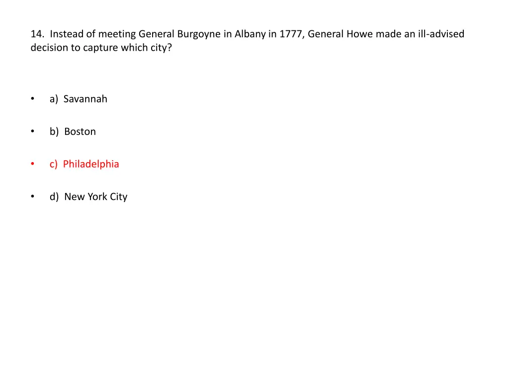 14 instead of meeting general burgoyne in albany