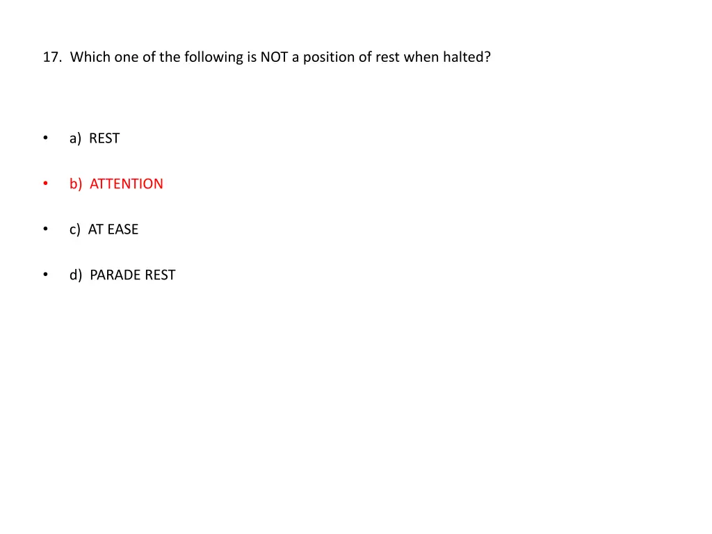 17 which one of the following is not a position