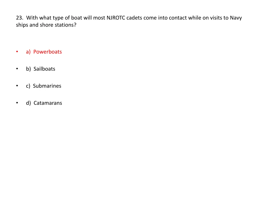 23 with what type of boat will most njrotc cadets