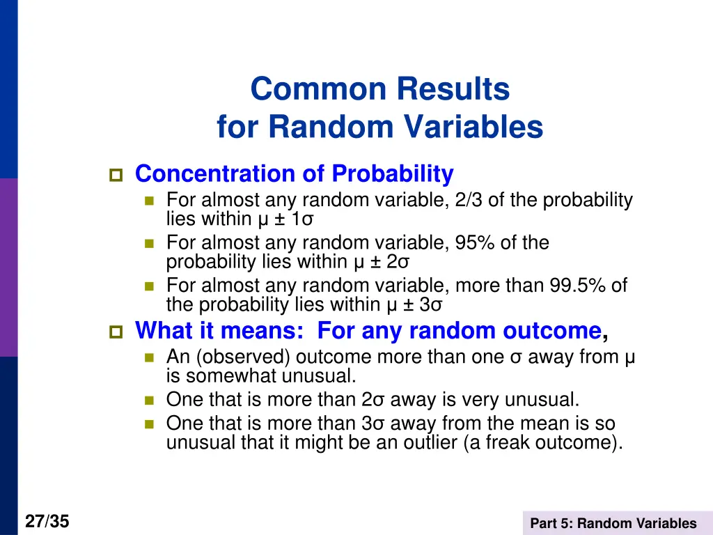 common results for random variables