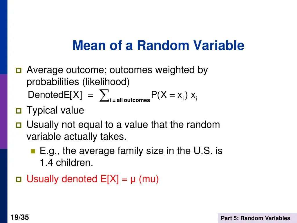 mean of a random variable