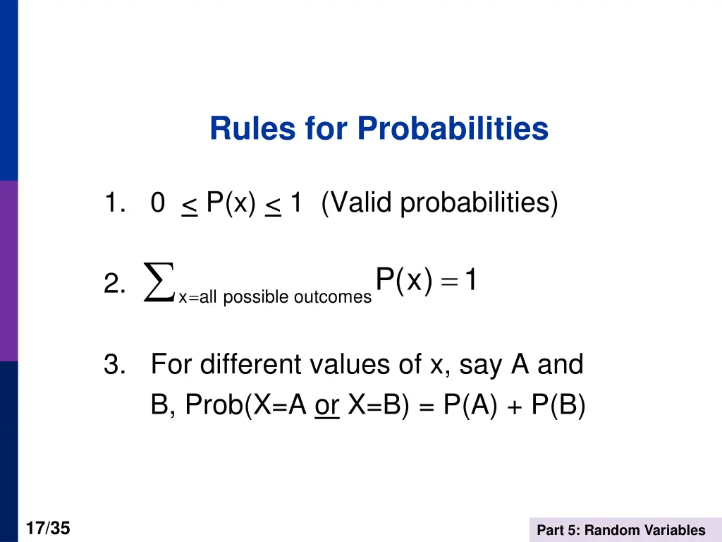 rules for probabilities