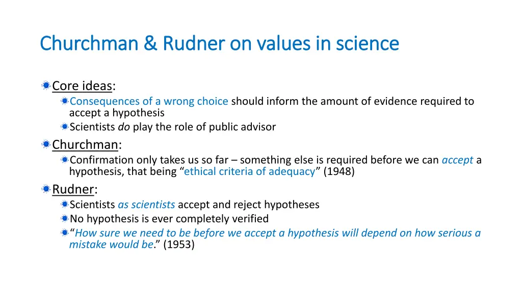 churchman rudner on values in science churchman