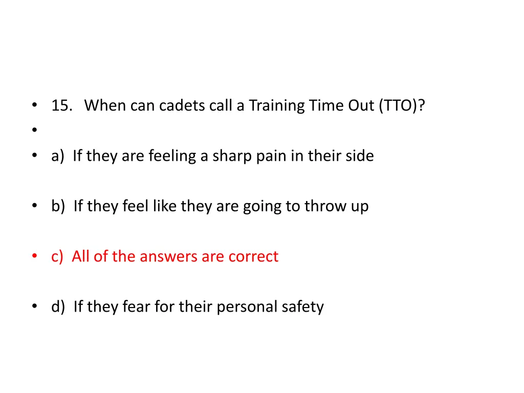 15 when can cadets call a training time