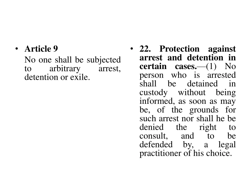 article 9 no one shall be subjected to arbitrary