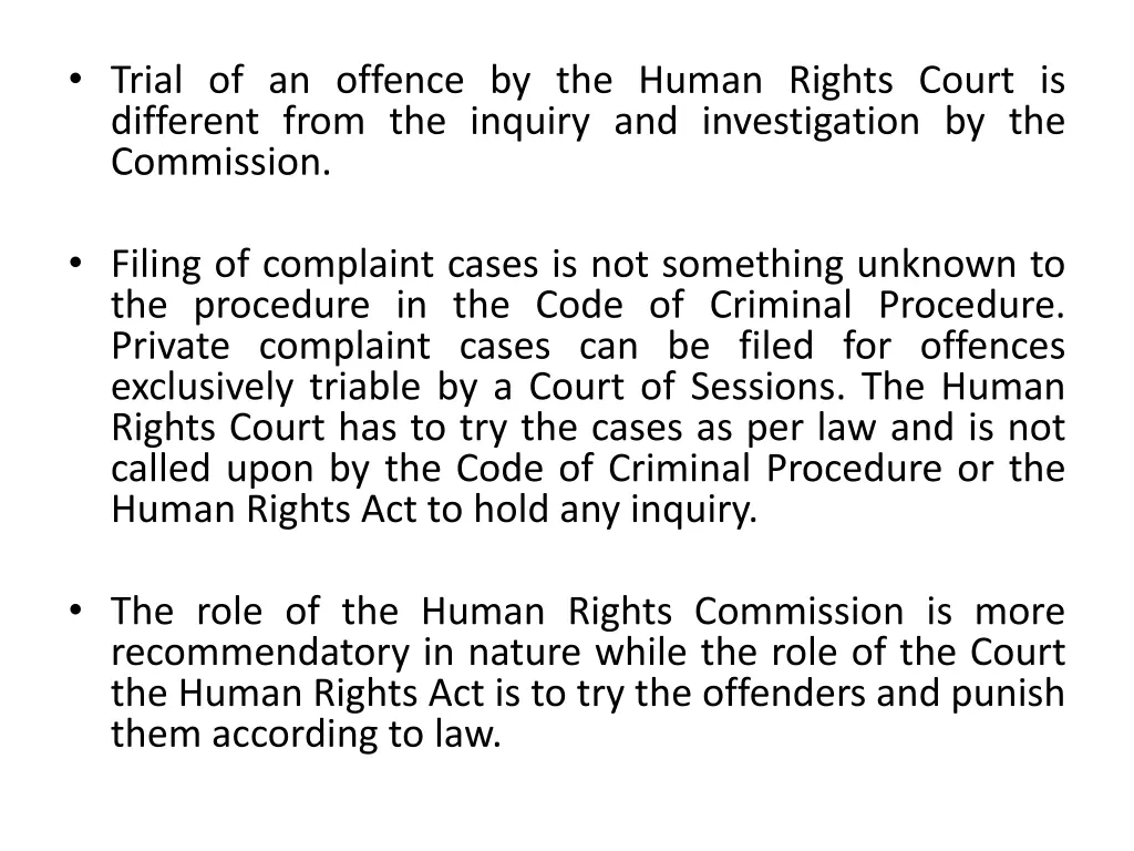 trial of an offence by the human rights court