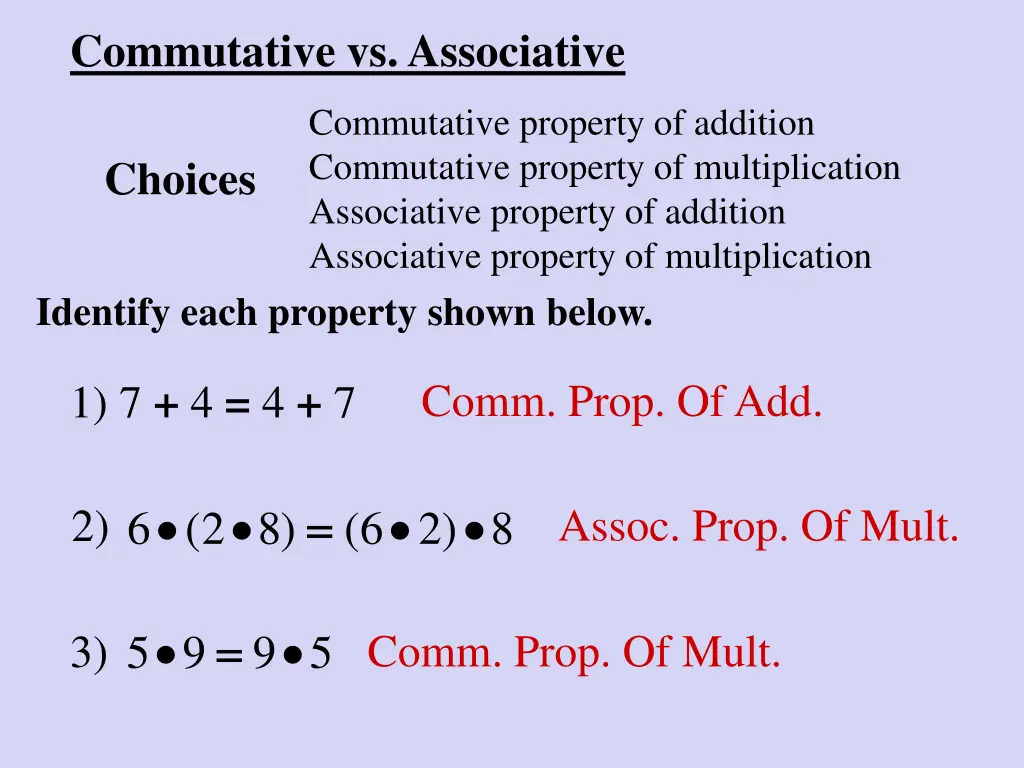 commutative vs associative