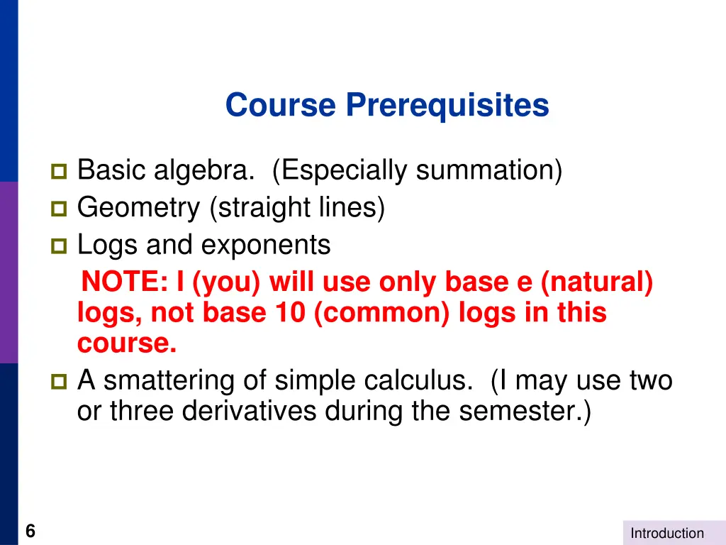 course prerequisites