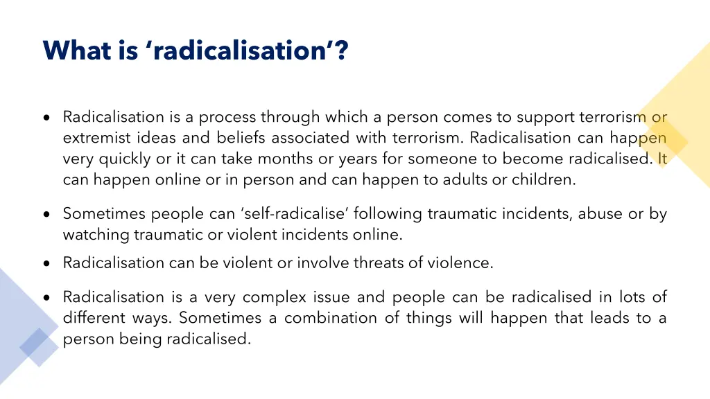 what is radicalisation