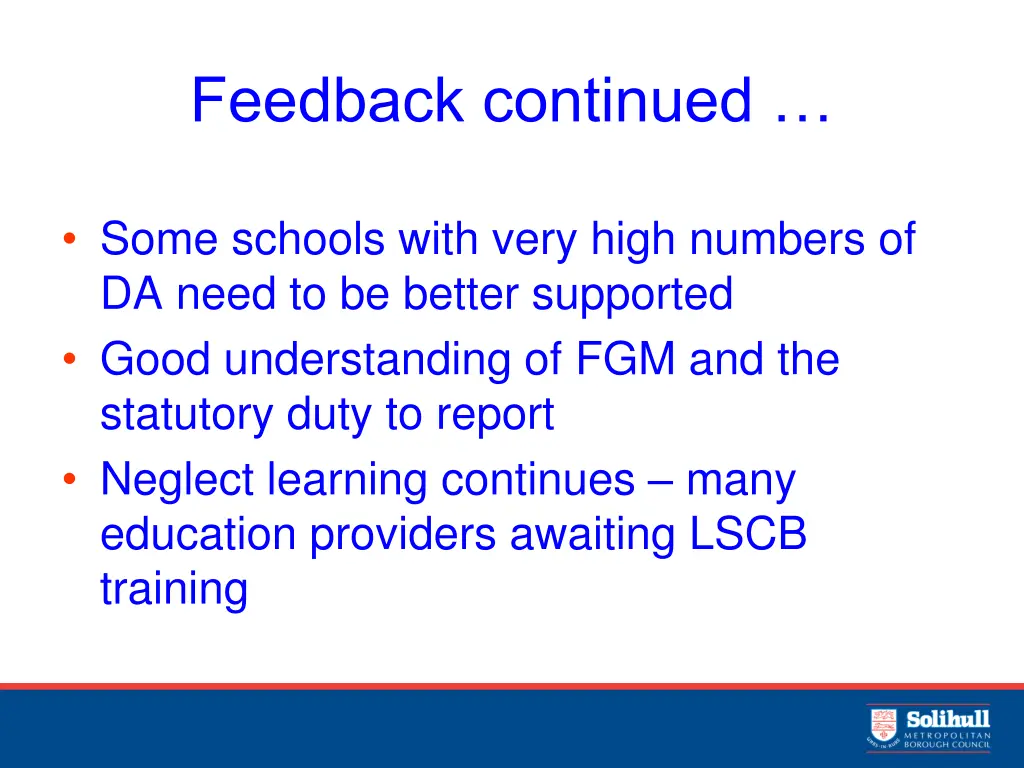 feedback continued