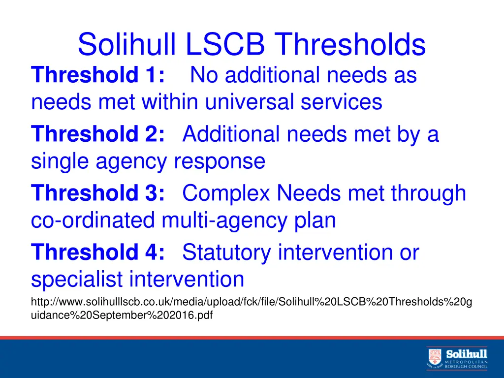 solihull lscb thresholds threshold