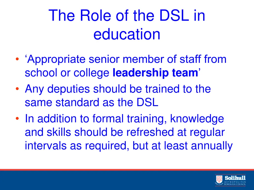 the role of the dsl in education