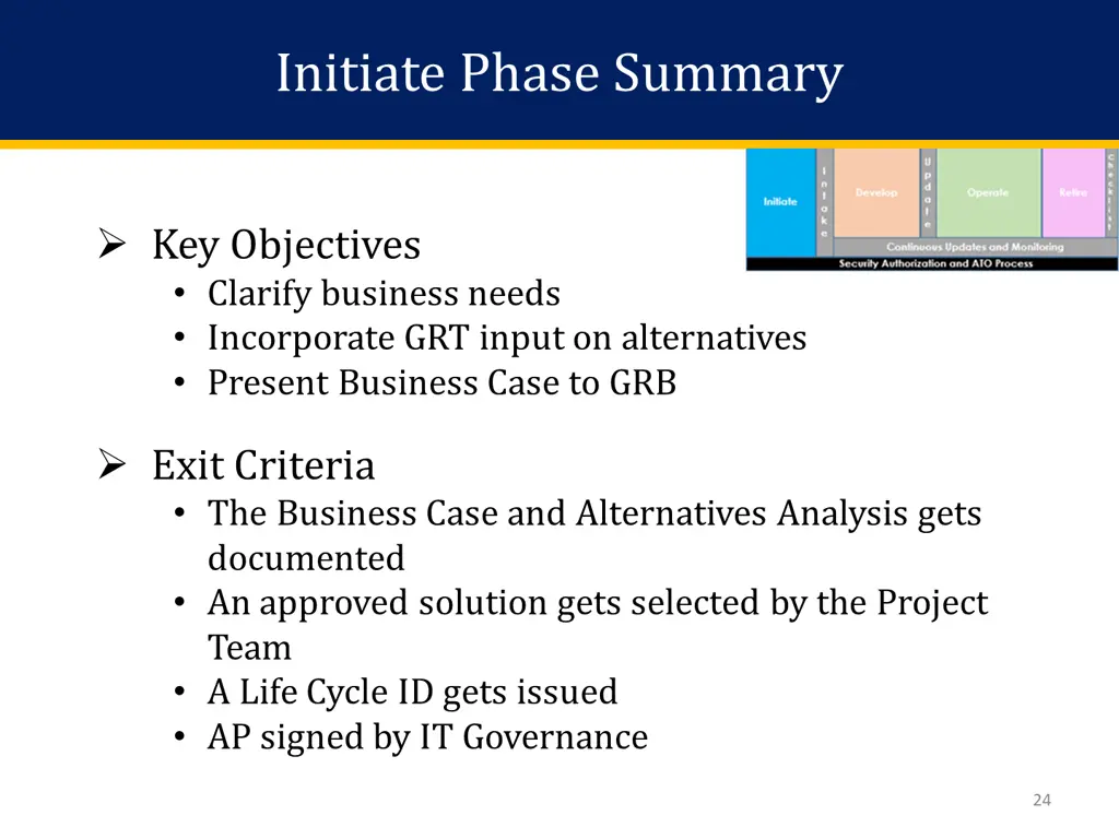 initiate phase summary