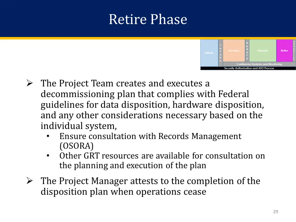 retire phase