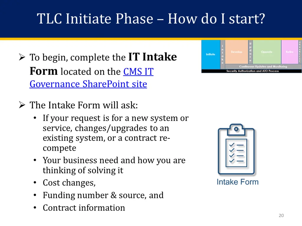 tlc initiate phase how do i start