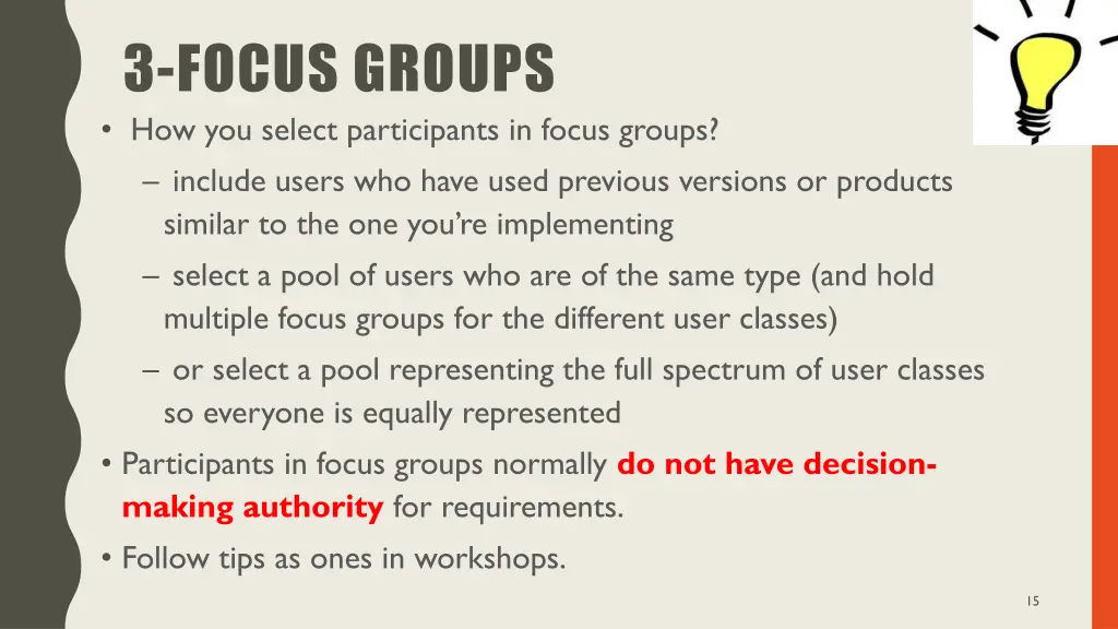 3 focus groups how you select participants